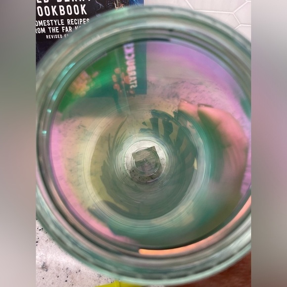 Starbucks Summer Iridescent Canna Lily Butterfly Floral Straw Topper Cup. NWT. - Picture 6 of 8